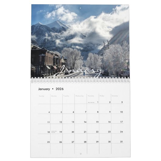 Kalender van afbeeldingen in en rond Telluride (Jan 2026)