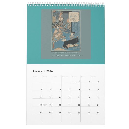 Kalender van Antiek Japanse Woodblock (Jan 2026)