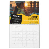 kalender van de bouwmuur | Gele & zwarte kraan (Feb 2027)