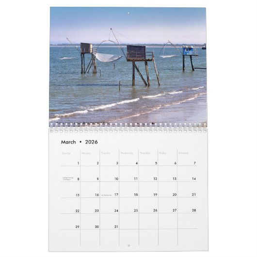 Kalender van de kust van Frankrijk (Mar 2026)