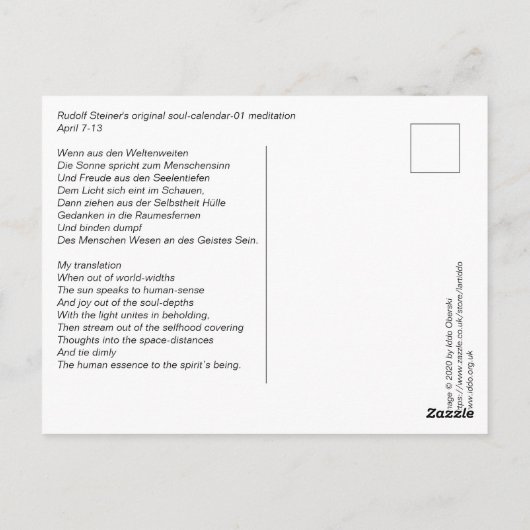 Kalender van de Ziel 01 Briefkaart (Achterkant)