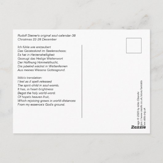 Kalender van de Ziel 38 Briefkaart (Achterkant)