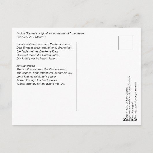 Kalender van de Ziel 47 Briefkaart (Achterkant)