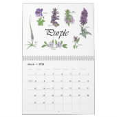 kalender van geverfde bloemen met botanische teken (Mar 2026)