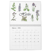 kalender van geverfde bloemen met botanische teken (Feb 2026)