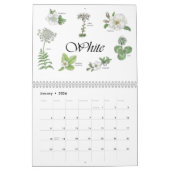 kalender van geverfde bloemen met botanische teken (Jan 2026)