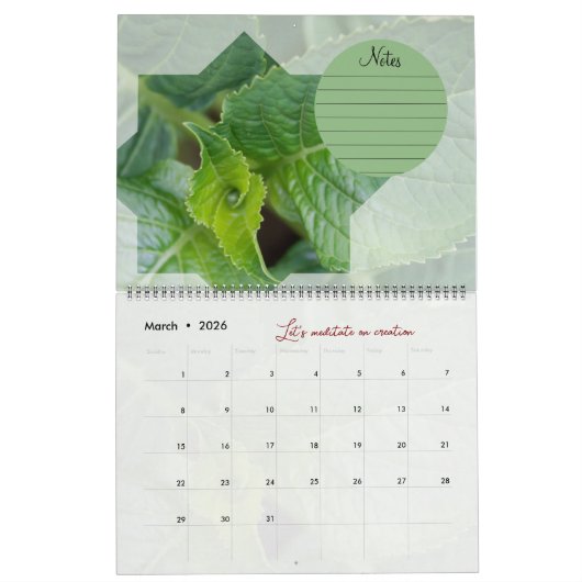 Kalender van God's Meditatie Tuin: ster & Notes (Mar 2026)