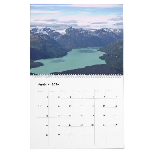 Kalender van het Alaska-terrein (Mar 2026)