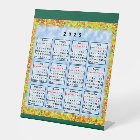 Kalender van het jaar 2025 reclamebord met voetstuk (Voorkant)