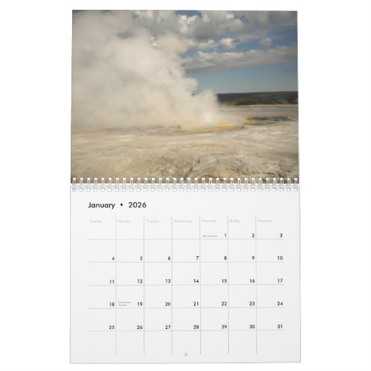 Kalender van het nationale park Yellowstone (Jan 2026)