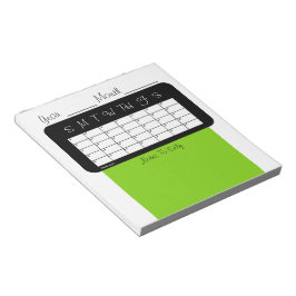Kalender van het Notitieblok van de Maand Geel Gro