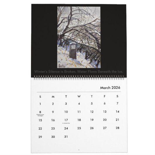 Kalender van waterverf schilderijen van Steven Giv (Mar 2026)