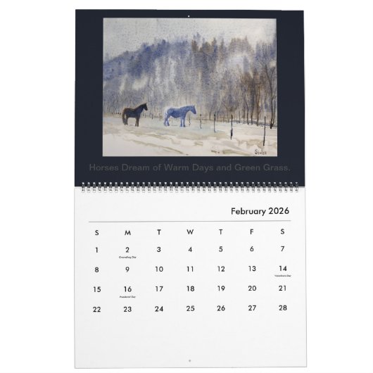 Kalender van waterverf schilderijen van Steven Giv (Feb 2026)