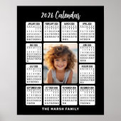 Kalender - Verticale foto in het midden zwart Poster (Voorkant)