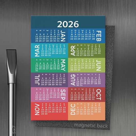 Kalender - Volledig jaar met funky kleurrijke maan