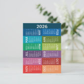 Kalender - Volledig jaar met funky kleurrijke maan Briefkaart (Staand voorkant)