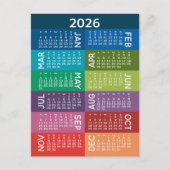 Kalender - Volledig jaar met funky kleurrijke maan Briefkaart (Voorkant)