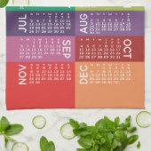 Kalender - Volledig jaar met funky kleurrijke maan Theedoek (Gevouwen)