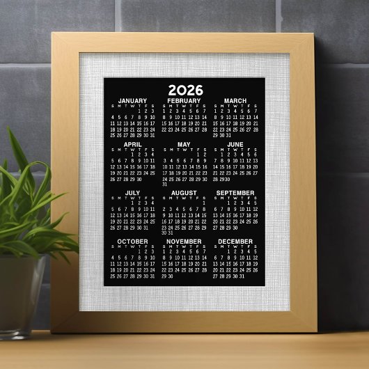 Kalender - volledig jaar uitzicht verticaal - Zwar Foto Afdruk