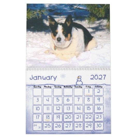 Kalender voor 2011 van de Grens Collie (Jan 2027)