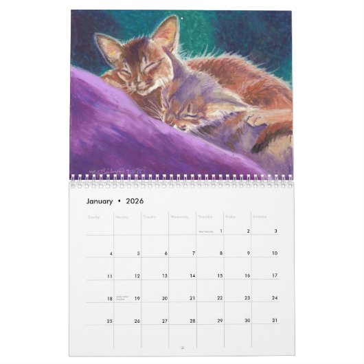 Kalender voor Abyssische en Somalische katten 2015 (Jan 2026)