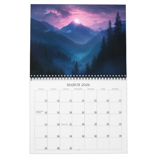 Kalender voor berglandschappen 2026 (Mar 2026)