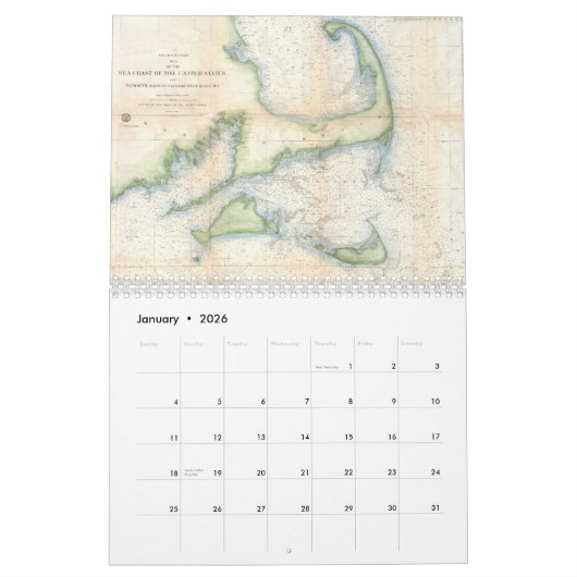 Kalender voor Cape Cod Cartografen (Jan 2026)