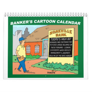 kalender voor cartoons met cadeau aan BANK/FINANCI