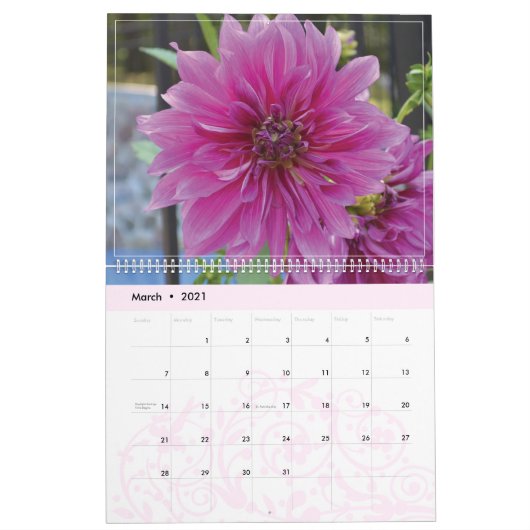 Kalender voor de muur van Dahlias 2020 (Mar 2021)