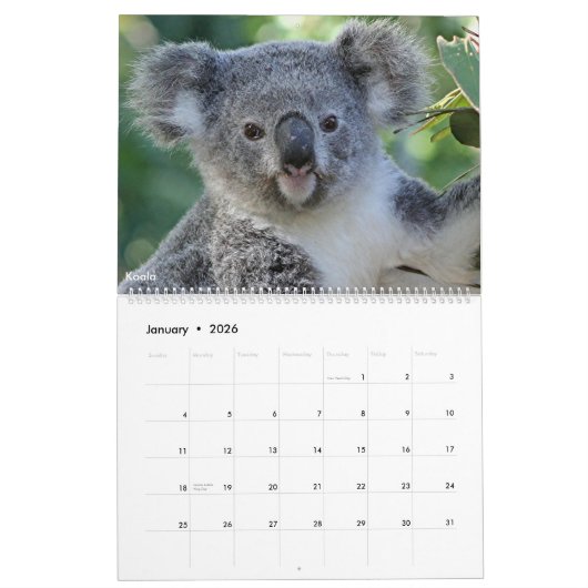 Kalender voor dieren 2026 (Jan 2026)
