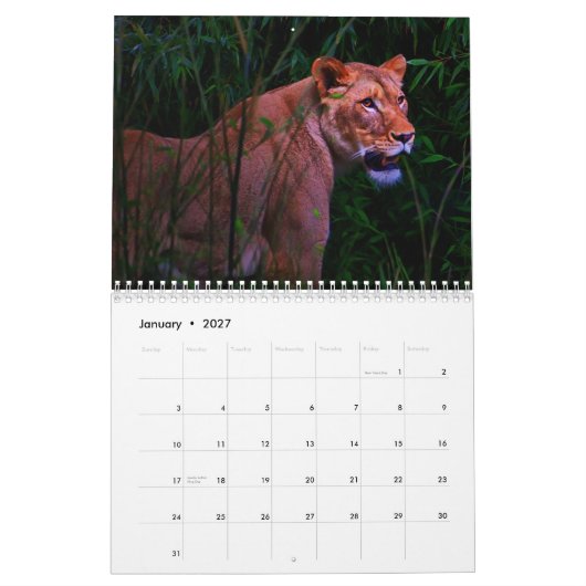 kalender voor exotische dieren (Jan 2027)