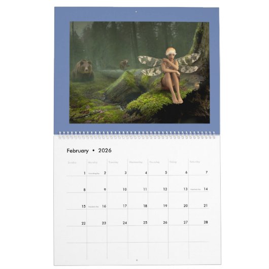 Kalender voor fairies en Fantasy 2018 (Feb 2026)