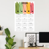 Kalender voor golf 2026 in vetdruk poster (Thuiskantoor)