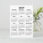 Kalender voor heel 2027 Eenvoudig Basis Kaart (Staand voorkant)