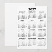Kalender voor heel 2027 Eenvoudig Basis Kaart (Voorkant / Achterkant)