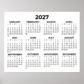 Kalender voor het hele jaar 2027 Minimalistisch Ho Poster (Voorkant)