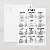 Kalender voor het hele jaar - Basis Minimaal Briefkaart (Voorkant / Achterkant)