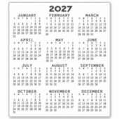 Kalender voor het hele jaar - Basis Minimaal Sticker (Voorkant)
