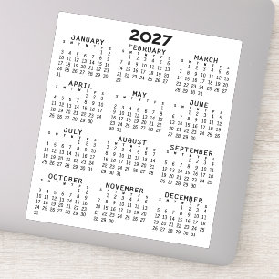 Kalender voor het hele jaar - Basis Minimaal Sticker