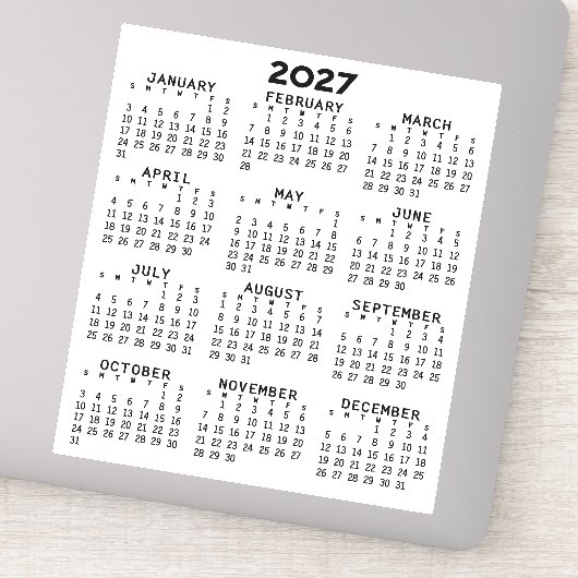 Kalender voor het hele jaar - Basis Minimaal Sticker (Detail)