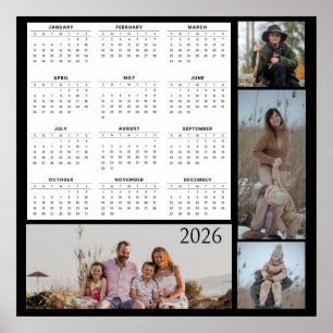 Kalender voor het hele jaar met aanpasbare fotocol poster