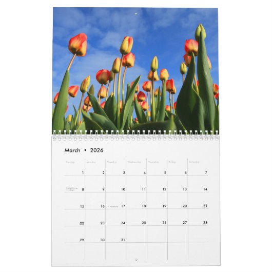 Kalender voor het jaar 2014 - Bloemen (Mar 2026)