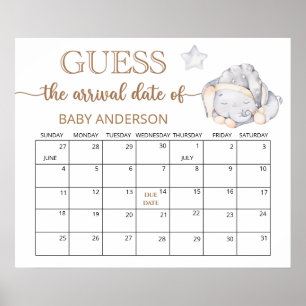 Kalender voor het raden van de uitgerekende datum  poster