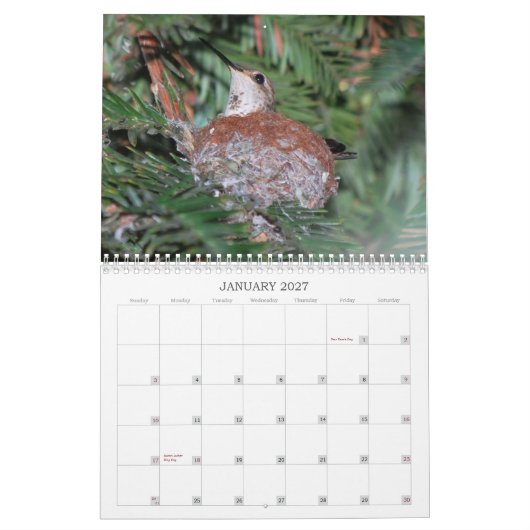 Kalender voor Hummingvogels 2015 (Jan 2027)
