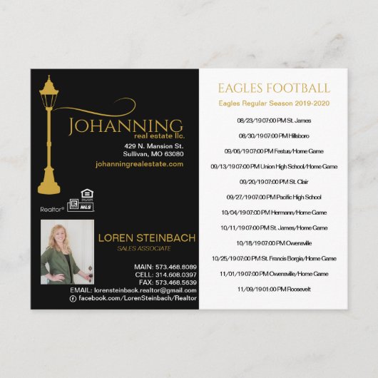 Kalender voor Lamp Post Real Estate Football Briefkaart (Voorkant)