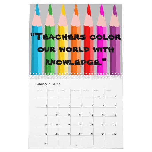 Kalender voor leraren (Jan 2027)