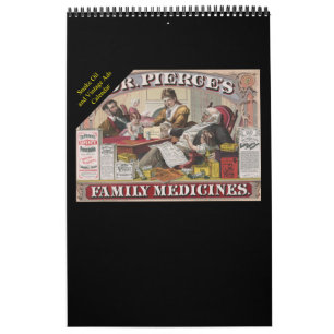 Kalender voor slangenolie en vintage-advertenties