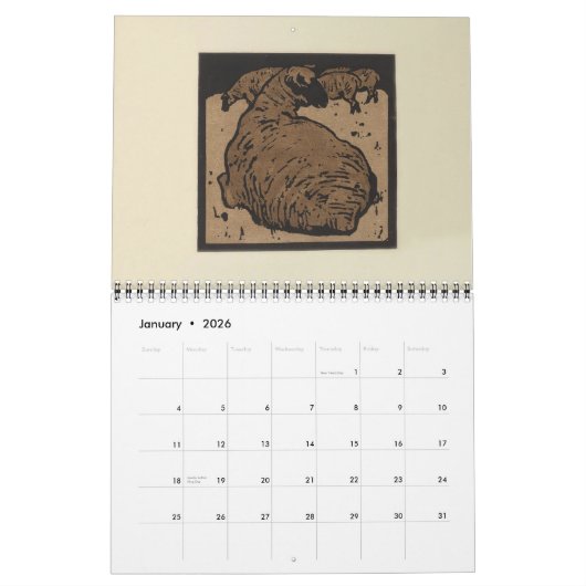 Kalender voor vierkantsdieren - Schema's op de wer (Jan 2026)