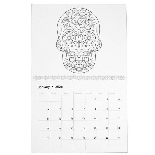 Kalender voor volwassen suikerschedel (Jan 2026)