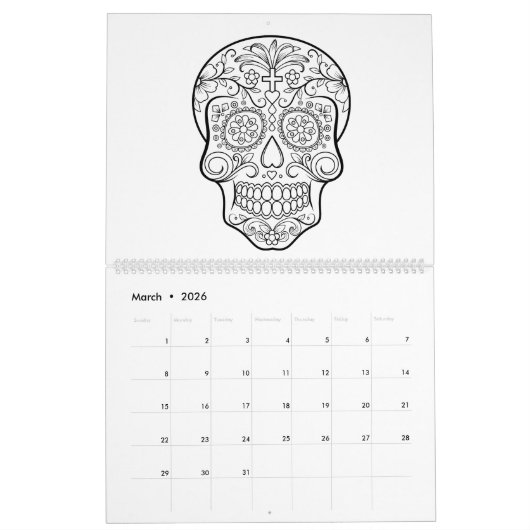 Kalender voor volwassen suikerschedel (Mar 2026)